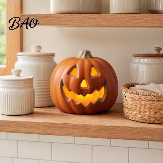 Halloween-Dekoration für drinnen LED-Kürbis-Laterne, Grusliges Gesicht Leuchtende Kunststoff Kreative Dekorationslampe, Batteriebetriebenes Tischornament für Heimparty