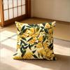 Yellow Mimosa Floral Throw Pillow Cover, Botanical Leaf Print, Spring Nature Decorative Pillow Case For Home