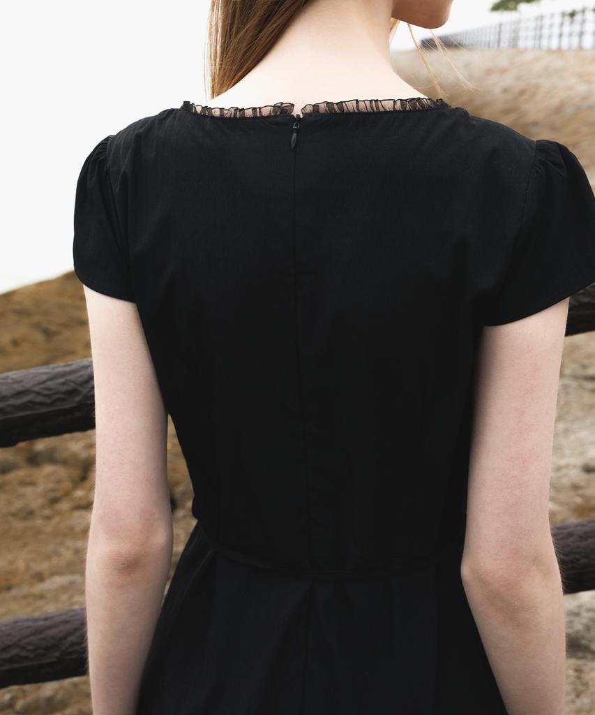 Dehebe V-Neck Flare Dress [Black]