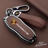 For Porsche MO8Leather Car Key Case Cover Alloy Key Protector Shell For Porsche Macan Cayenne Panamera 718 Boxster Cayman Spyder STICKER