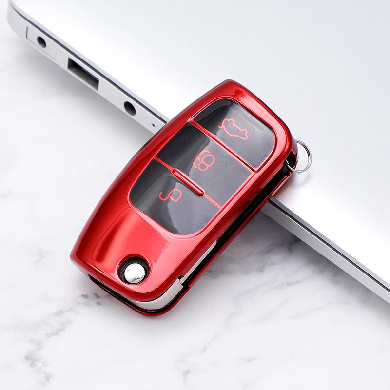 Soft TPU Key Case Cover for Ford Fiesta Focus 3 Mk3 Ecosport Kuga ESCORT Escape Car Flip Folding Remote Key Bag