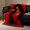 Mysterious Woman in Red for all seasons blanket lunch break throw gift