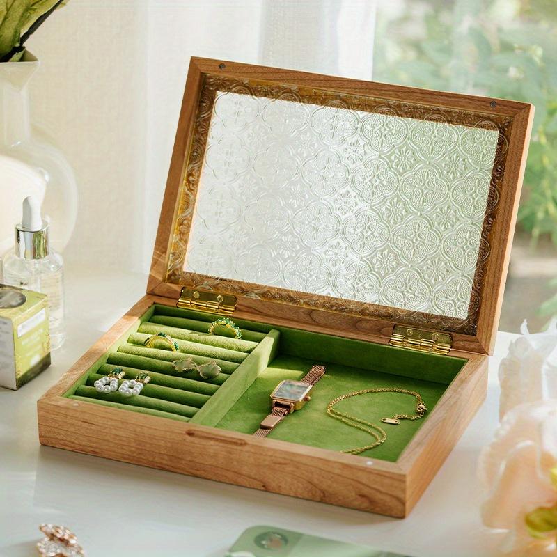 1pc Court Style Black Walnut Wooden Jewelry Storage Box,ring Compartment&4 Grids Small Exquisite Box for Necklace&bracelet Storage.