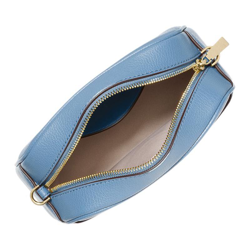 Michael Kors Jet Set Solid Color Design Cowhide Shoulder Bag Small Size Women's Blue