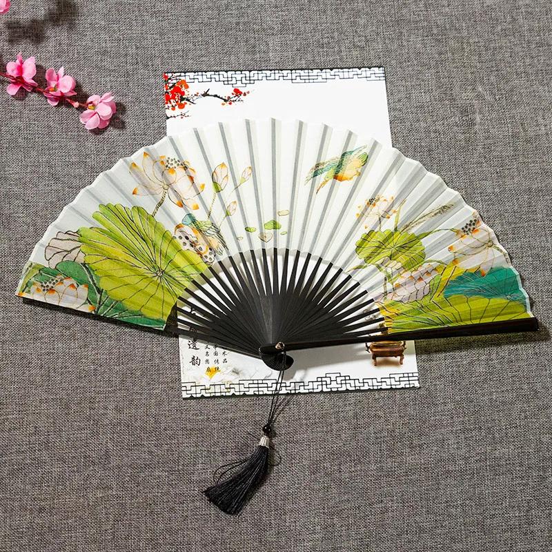Chinese Ancient Style Han Dynasty Folding Fan 8-Inch Portable Men's Fan 26cm Female Silk Raw Silk Dance Classical Folding Fan