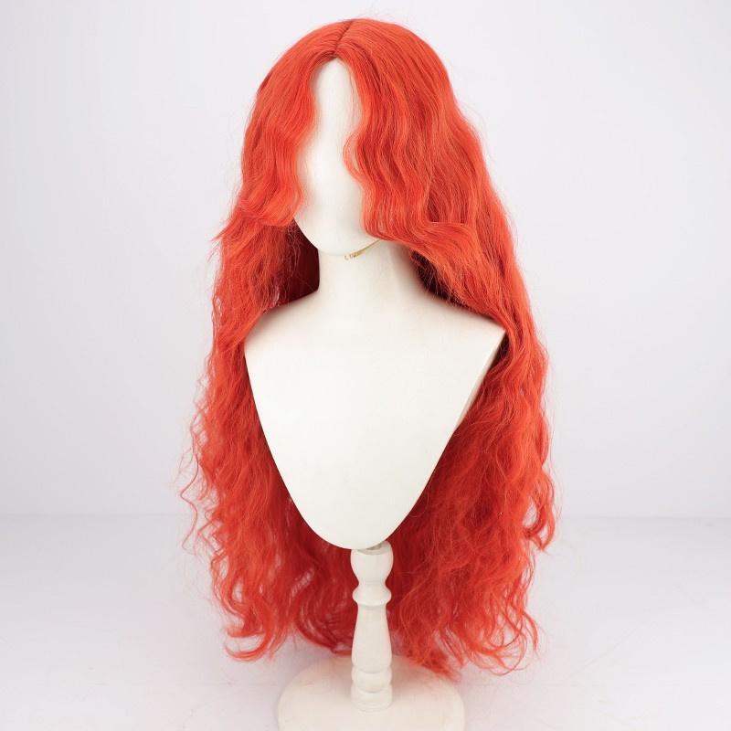 Game Malenia Cosplay Wig 100cm Long Orange Red Curly Heat Resistant Synthetic Hair Halloween Anime Wigs + Wig Cap