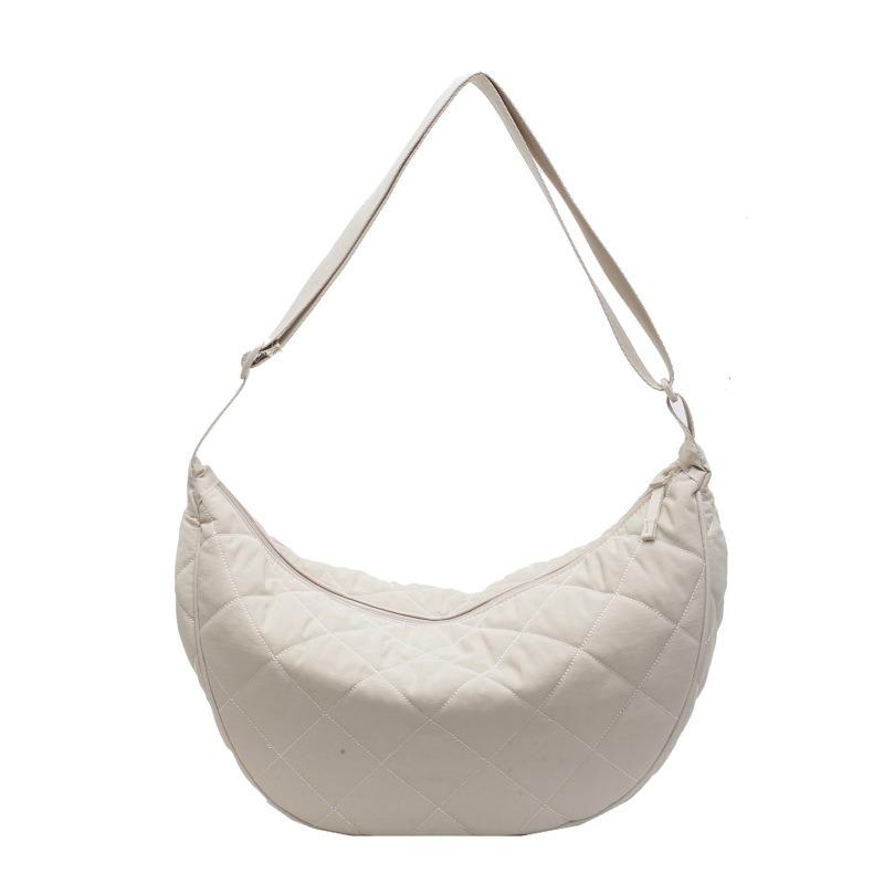 Eenvoudige schoudertas van nylonstof, gewatteerde dumplingtas, casual crossbodytas voor mannen en vrouwen