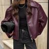 Motorcycle Style Leather Jacket Autumn and Winter Loose Jacket Fashion Leather Women's Coat