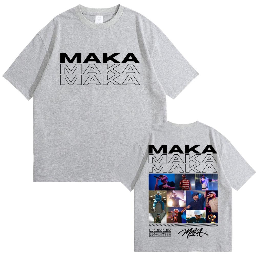Rapper Maka Doppelseitiger Druck T-Shirt Aura Tour Herren Damen Hip Hop Mode Popmusik T-Shirts Männlich Lässig Schwarz Vintage T-Shirt