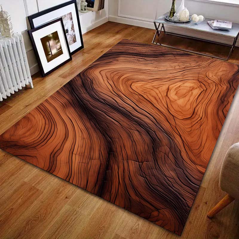 Soft Wood Grain Printing Carpet for Bedroom Living Room Bedside Sofa Floor Mat Modern Home Decor Space Area Rug Large Size