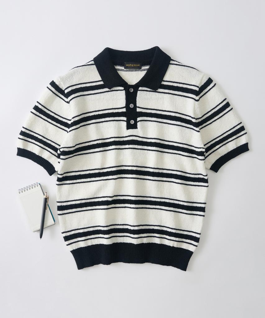 ANALOG MOOD Modern Striped Short Sleeve Knit (Ivory)