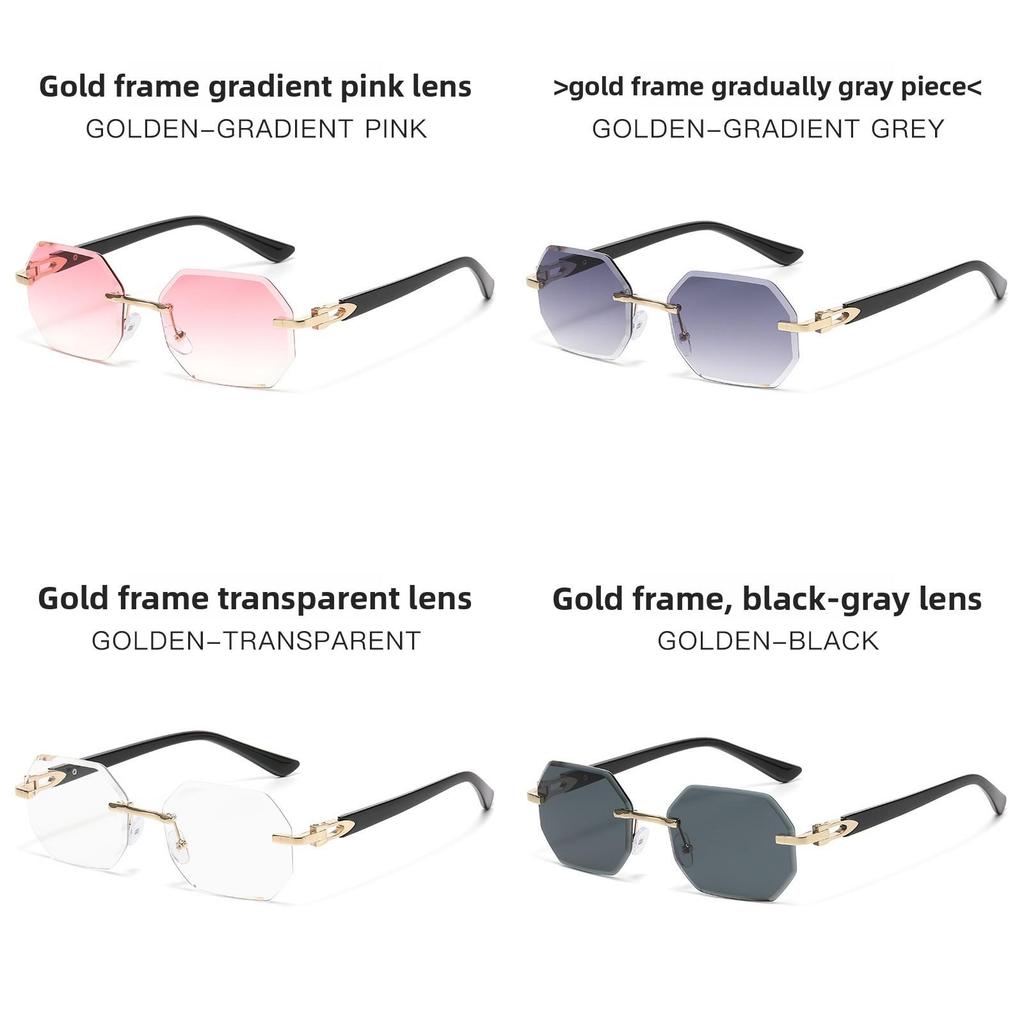 Geometric Unisex Frameless Square Sunglasses With Uv400 Protection For Outdoor Travel And Fashion