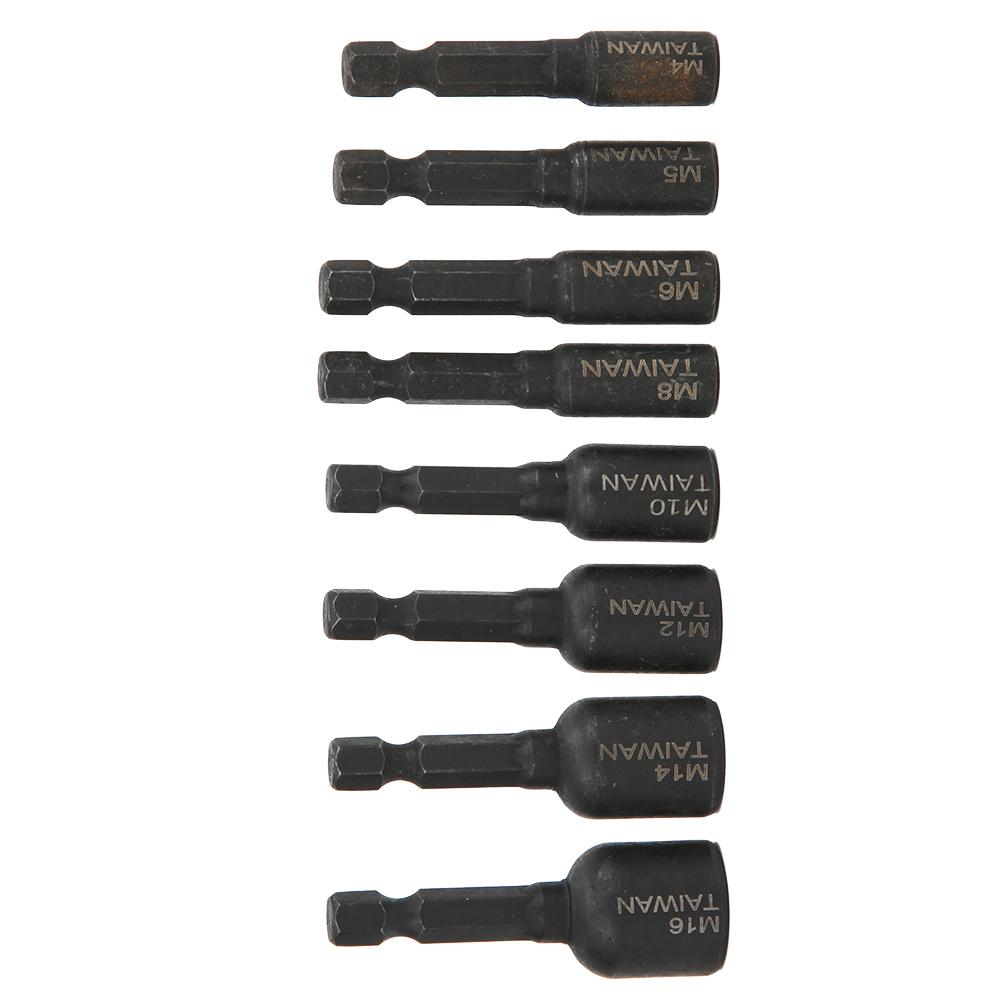8Pcs Tap Socket High Hardness Alloy Steel 14 Hex Shank Air Screwdriver Accessories
