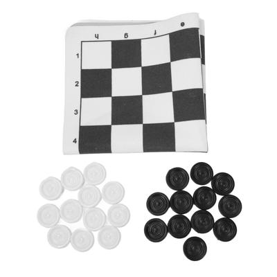 Checkers Set Educational Portable Foldable PU Lther Board Draughts Board Game for Children Adults
