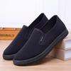 Heren Instappers Zwart Antislip Rubberen Zool Casual Schoenen - Lente/Herfst 2026, Ademend Oud Beijings Doek.