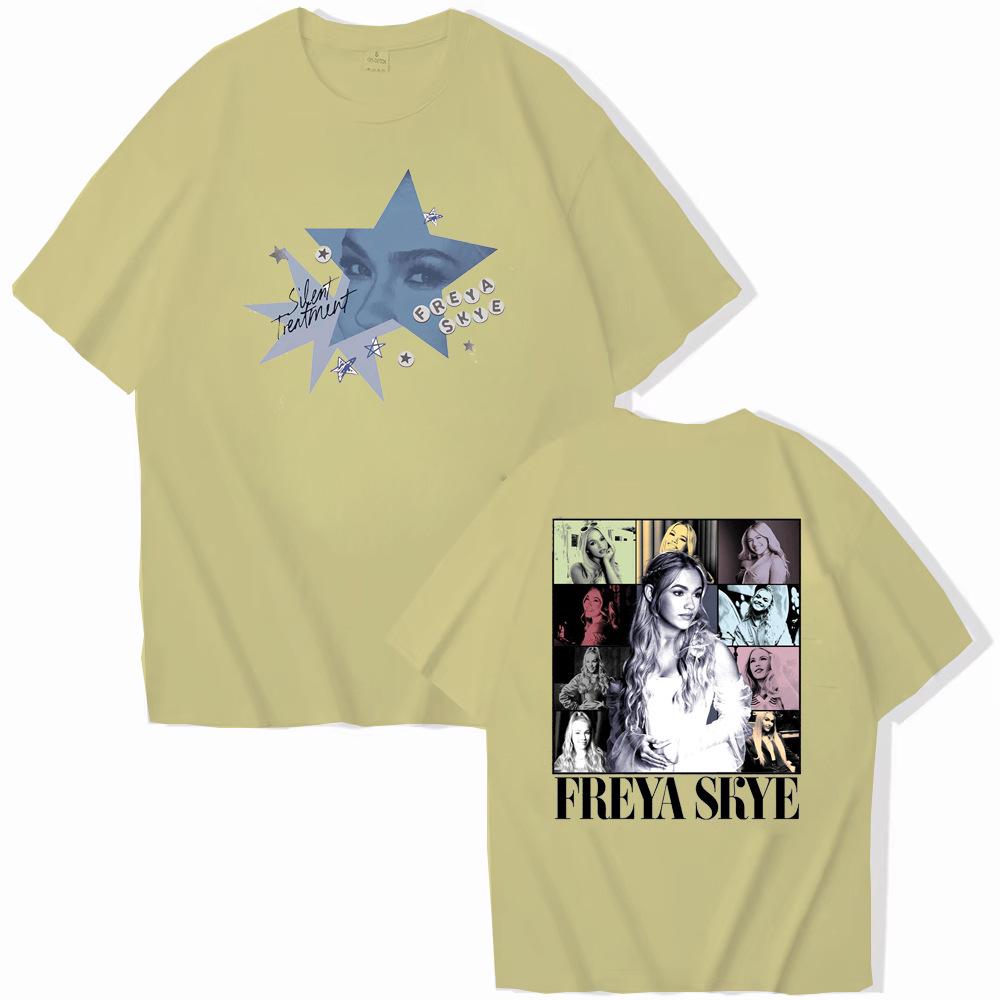 T-shirt Manches Courtes Double Face Imprimé Freya Skye Music Tour en Soie de Lait (Taille européenne)