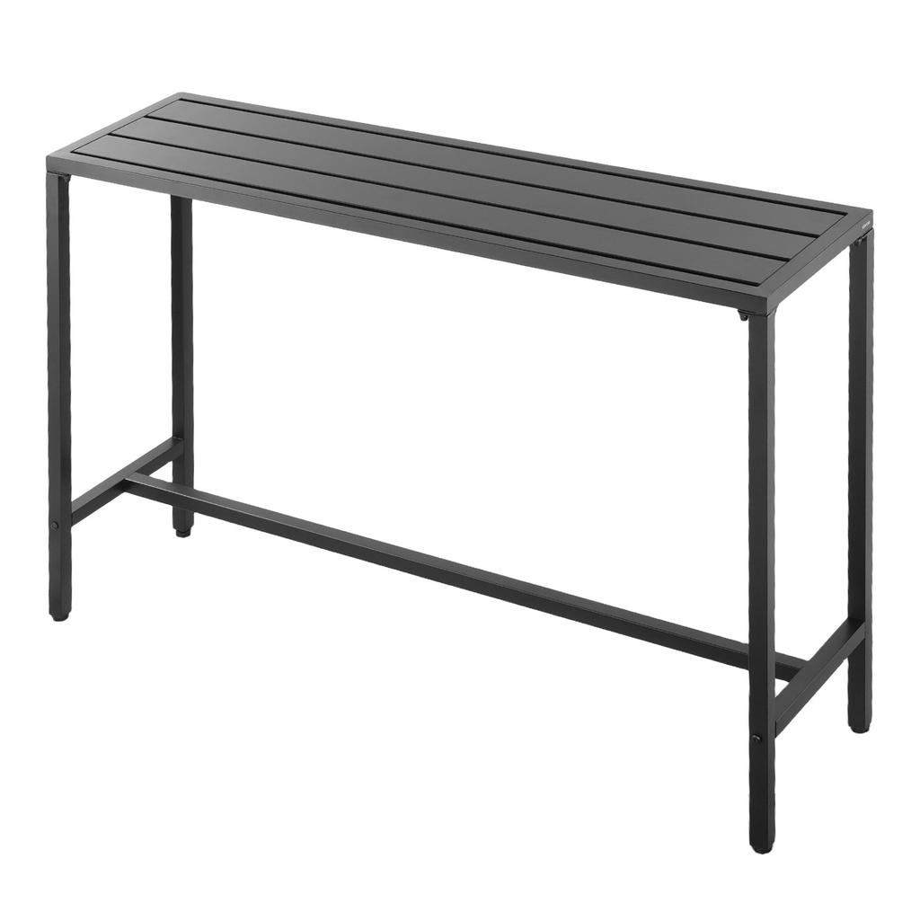 VEVOR Outdoor Bar Table, 140 X 37.5 Cm Patio Bar Table, Waterproof Top & Sturdy Metal Frame, Rectangle Counter Height Dining Tables