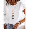 Haut d'été T-shirts tendance amples à imprimé cœur en pur coton à manches courtes pour femmes
