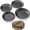 CAMPING MOON Outdoor Tableware Camping Stainless Steel Plates and Dish Set (4-Piece Set) with Canvas Case (BKS397-1S)