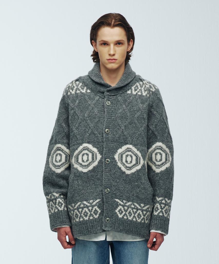Knitted Bulky Wool Cowichan Jacket Cardigan Grey