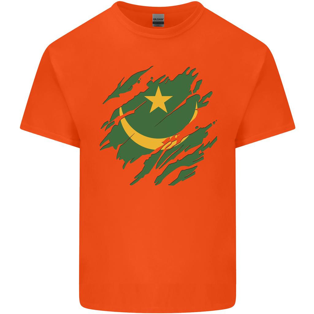 Torn Mauritania Flag Mauritanian Day Football Unisexs Light Cotton TShirt
