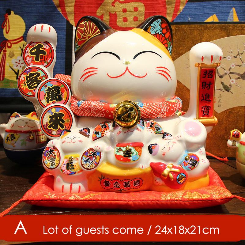 8,2 palca Keramická ozdoba šťastnej mačky Maneki Neko Vábivá mačka s pohyblivou labkou Porcelánová figúrka Dekorácia Soška