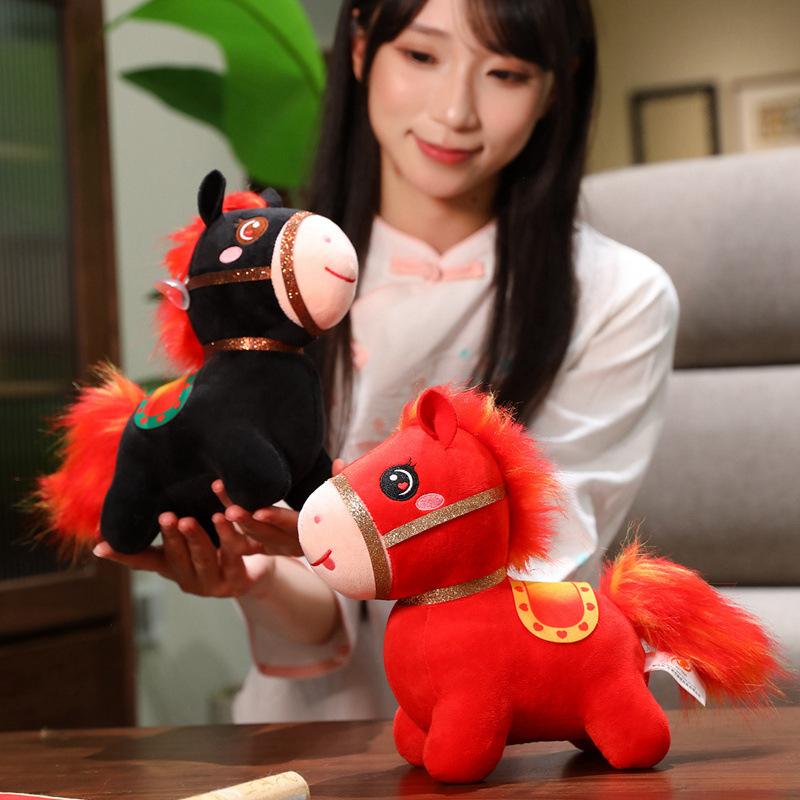 Jahr des Pferdes Maskottchen rotes Feuer Pony Puppe Neujahrsanhänger Puppe Plüschtier Tierkreis Pferd Firmenjahrestagung