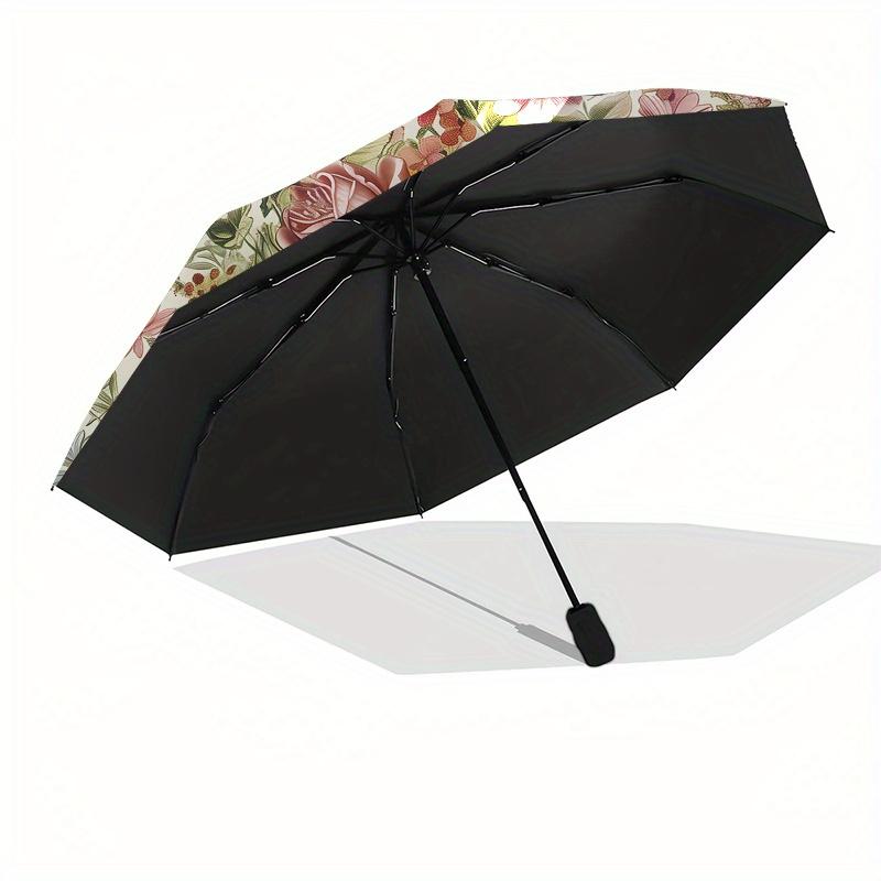 Vintage Bouquet Themed Eight Rib Automatic Folding Umbrella Is Suitable for Both Men and Women, Making It A Perfect Christmas and Valentine'