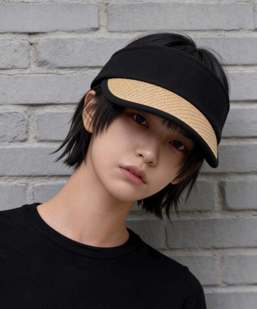 Eondeokeonteulolseutyudio Summer Rattan Sun Visor Sun Visor / Rattan / Black