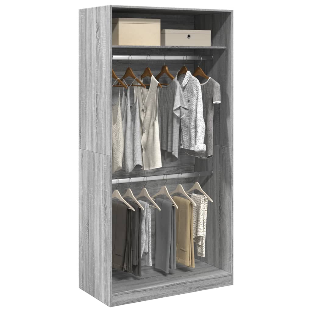 Vidaxl Wardrobe, Sonoma Oak Grey, 100X50X200 Cm, Wood-Based Material