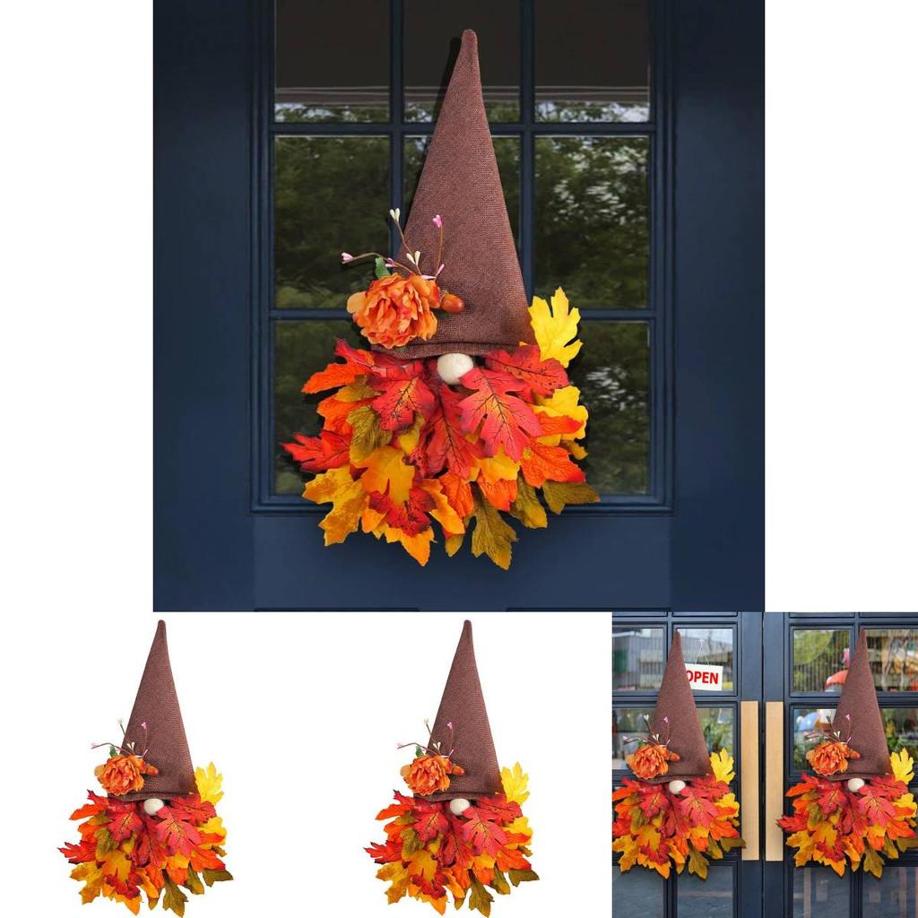Cabide de Porta Festivo Com Chapéu de Folha de Bordo Para Decoração de Ação de Graças e Adereços para Fotos