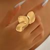 Gold Color Exaggerated Metal Flower Rings for Women Men Hiphop Cool Geometric Opening Rings All Saints' Day Accessories