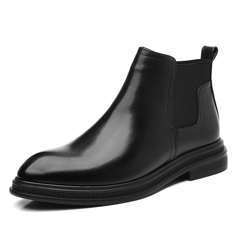 Autumn Winter Warm New Designer Leather Boots for Men Solid Color Fashion Casual Chelsea Boots Male Big Size Platform Shoes Man