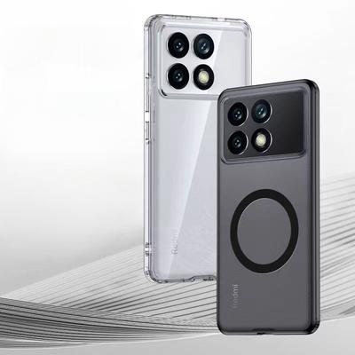For POCO X6 Pro Magsafe Veske Magnetisk Trådløs Lading Gjennomsiktig Frosted Støtsikker Akryl Bumper Deksel for POCO F6 Pro F5 X5 Pro F4