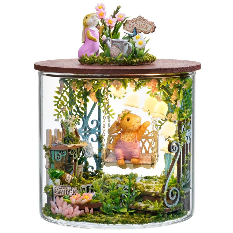 Dream Bottle Model Kit DIY Mini Doll House Handmade 3D Puzzle Assembly Toy Home Creative Room Bedroom Decoration with Furniture