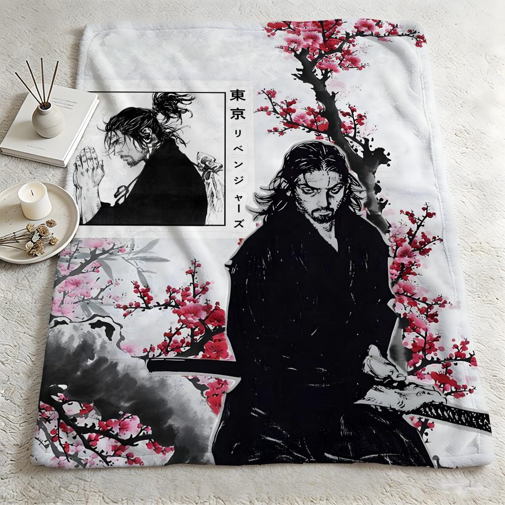 character MMusashii Throw Warm Soft Flannel Blanket Multiuse for Sofa Bed Camping Travel Nap