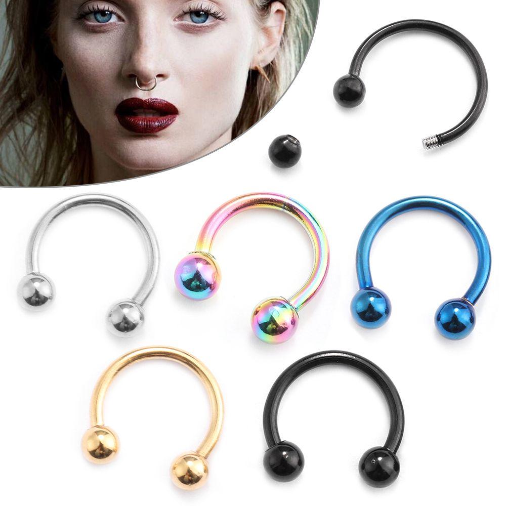 Bijoux de Corps pour Hommes Hip Hop Fer à Cheval Boucles d'Oreille Anneau de Septum Nasal Lèvre Mamelon Anneaux de Lobe d'Sourcil