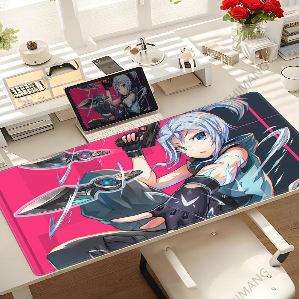 Heißes Spiel Valorant Jett Mauspads XXL Gaming Zubehör Büro Gamer Tastatur Schreibtischunterlage Rutschfest Laptop Großes Gummi-Mauspad