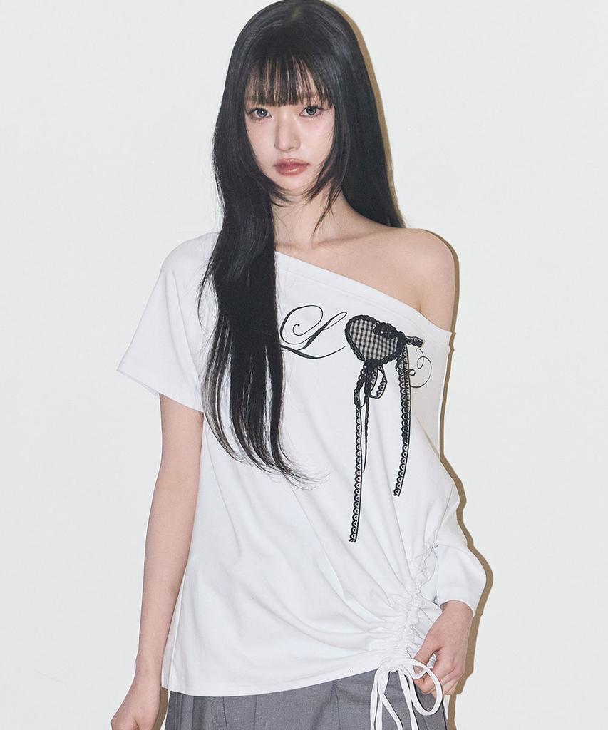 ILLIGO Love One-Shoulder Oversized T-Shirt White