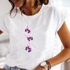 (European Size) Women Tee Top Cute Butterfly Clothing Fashion T-shirt Casual Short Sleeve Print Lady Female Graphic T-shirt