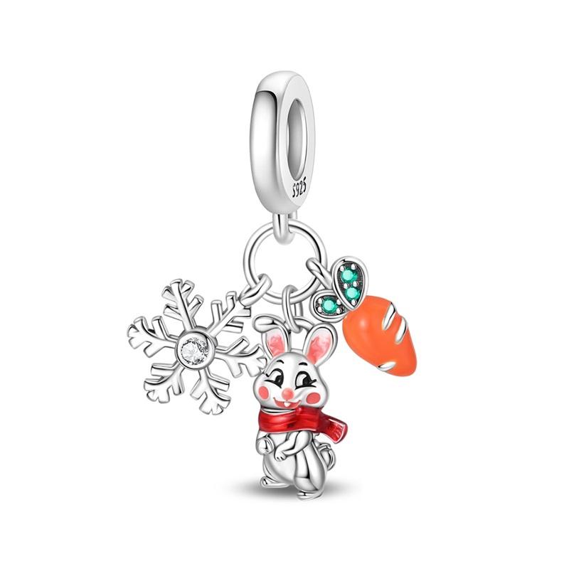 Winter Style Copper Metal Snowflake Snowman Skiing Pendant Bead Component Bead Components Compatible With Do It Yourself Bracelet High Quality Fine