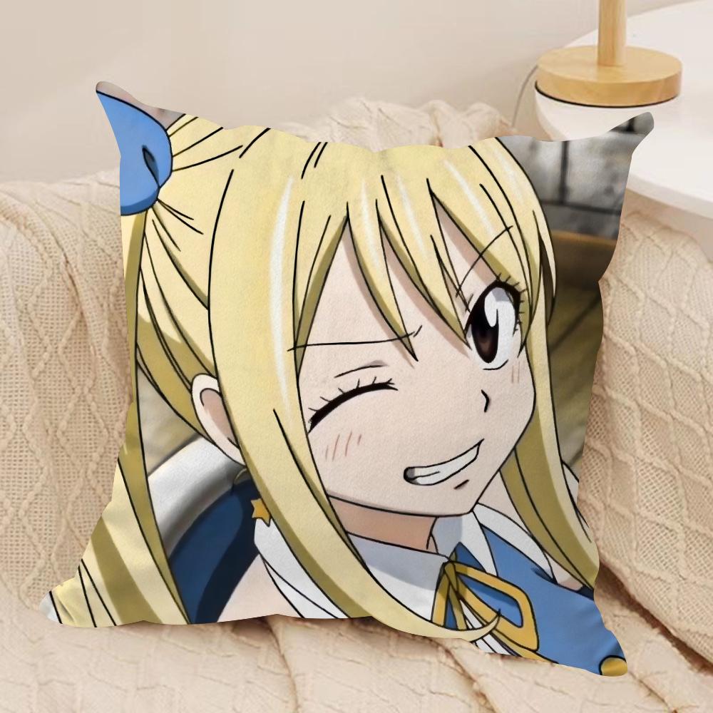 Anime Lucy HHeartfilia Cushion Cover Soft Plush Fabric DoubleSided Printed Sofa Cushion Cover for All Seasons Home Decor Gift