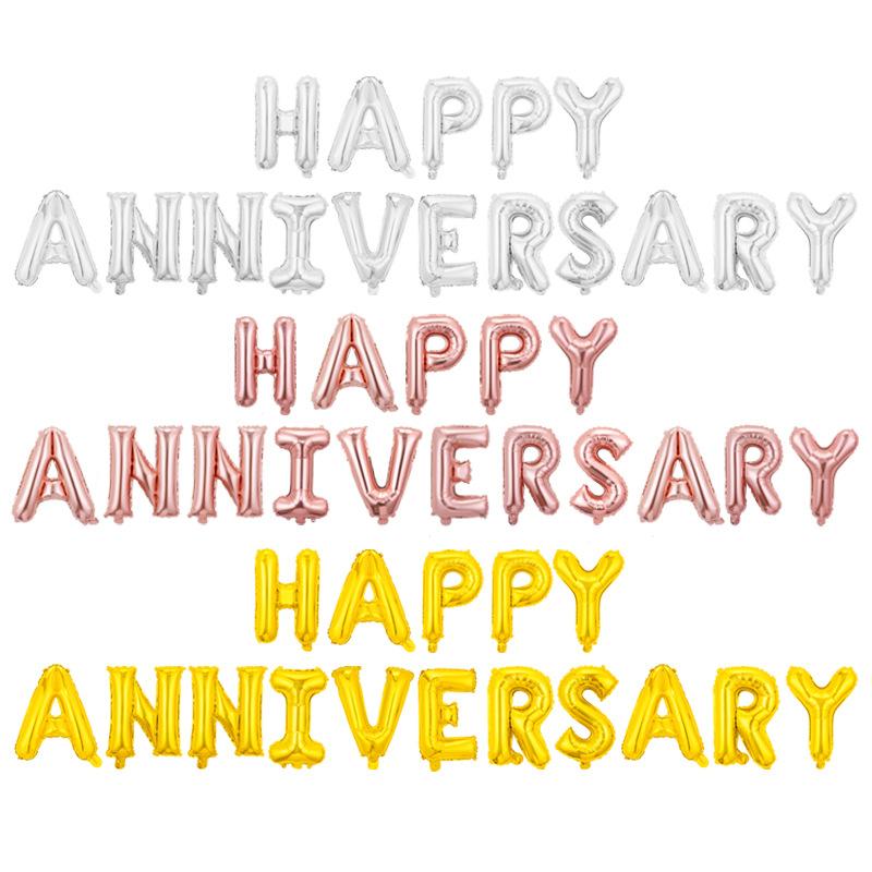 16 Inch Wedding Anniversary Happy Happy Anniversary Aluminum Film Balloon Set Decoration
