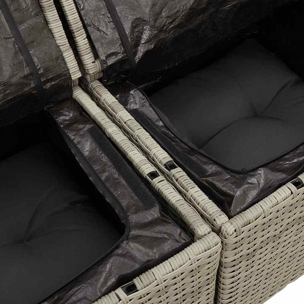 Garden Sofa Set with Cushions and Storage 11 Pcs Grey Poly Rattan