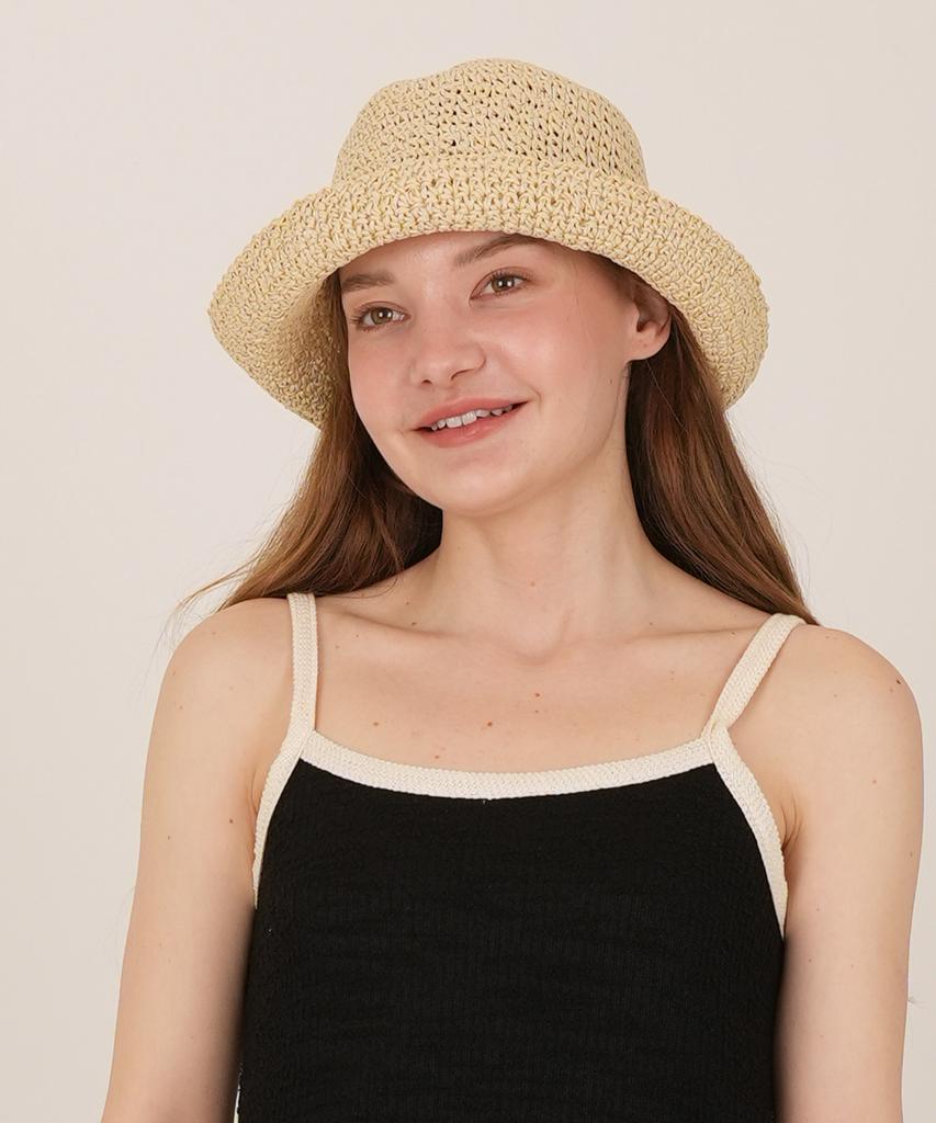 THE-ABON Beach Lia Knit Bucket Hat Black