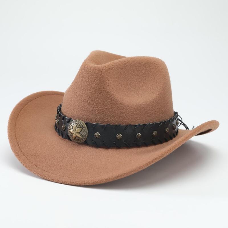 Autumn and Winter Suede Jazz Hat Children French Belt Panama Top Hat Crimped Retro Western Cowboy Hat Men