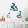 3 Pcs Wooden Sailboat Wall Decor Nautical Hanging Sailboat Wall Art Coastal Theme Vintage Wall Sculpture for Home Living Room Bedroom Decor