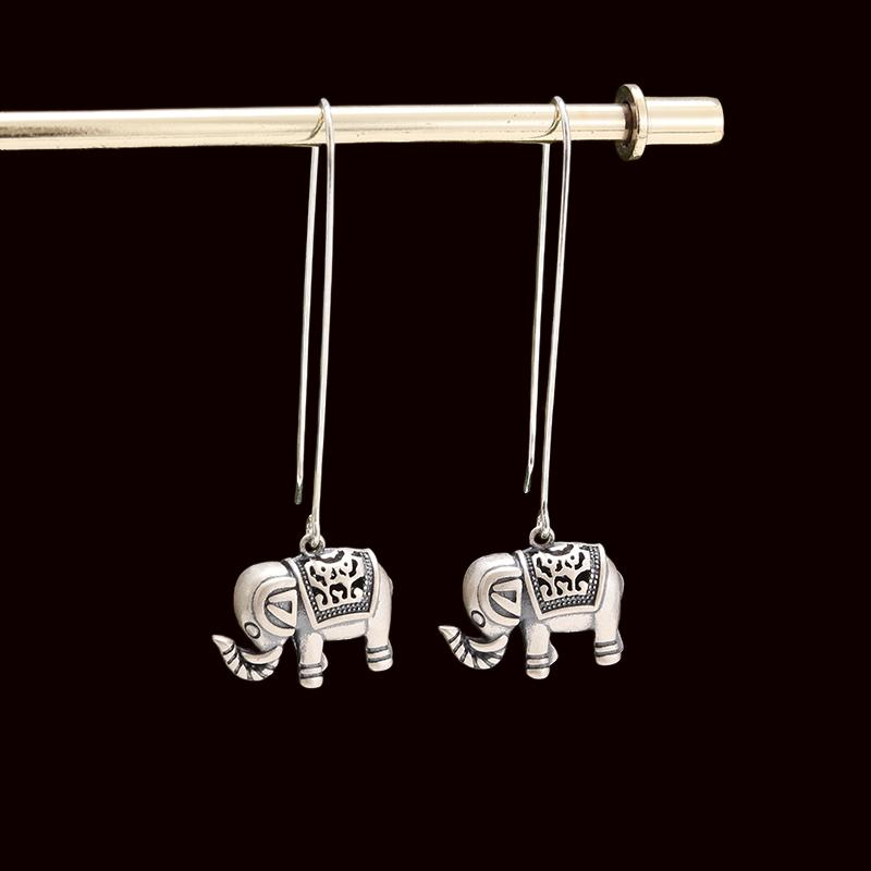 Silver-Plated Hand-Carved Pattern Circle Dangle Earrings for Women Retro Exaggerated Hypoallergenic Earrings Fashion Jewelry