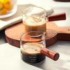 Pahar Gradat din Sticlă cu Mâner de Lemn Cană pentru Espresso Lapte Cafea 100ml Scară Dublă Transparent Accesorii pentru Prepararea Cafelei