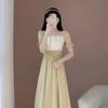 Korean Version Slim-fit Gentle Wind Square Neck Dress Women's Summer New French Design Bubble Sleeve Skirt
